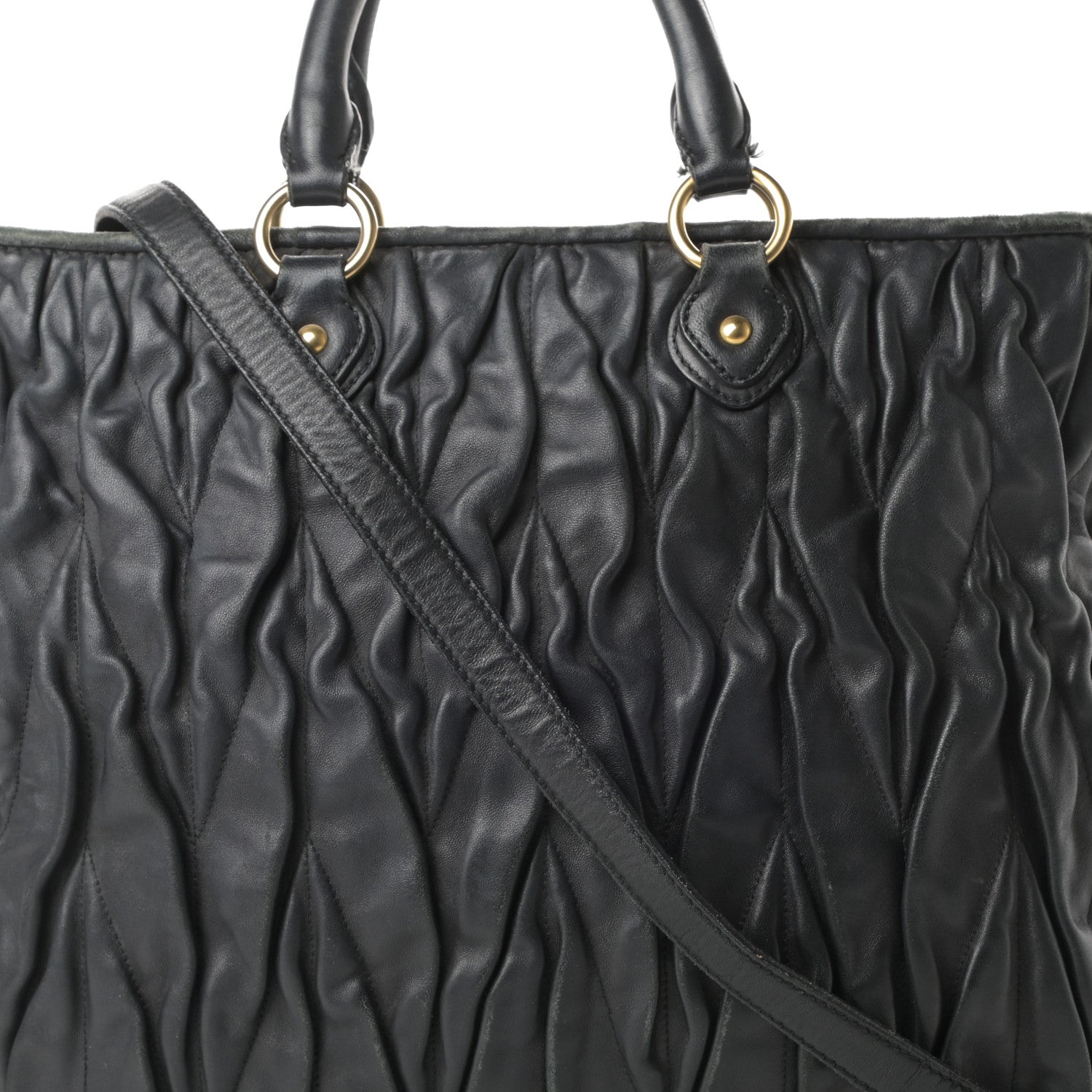 Miu Miu Nappa Matelasse Tote Black 9 of 23