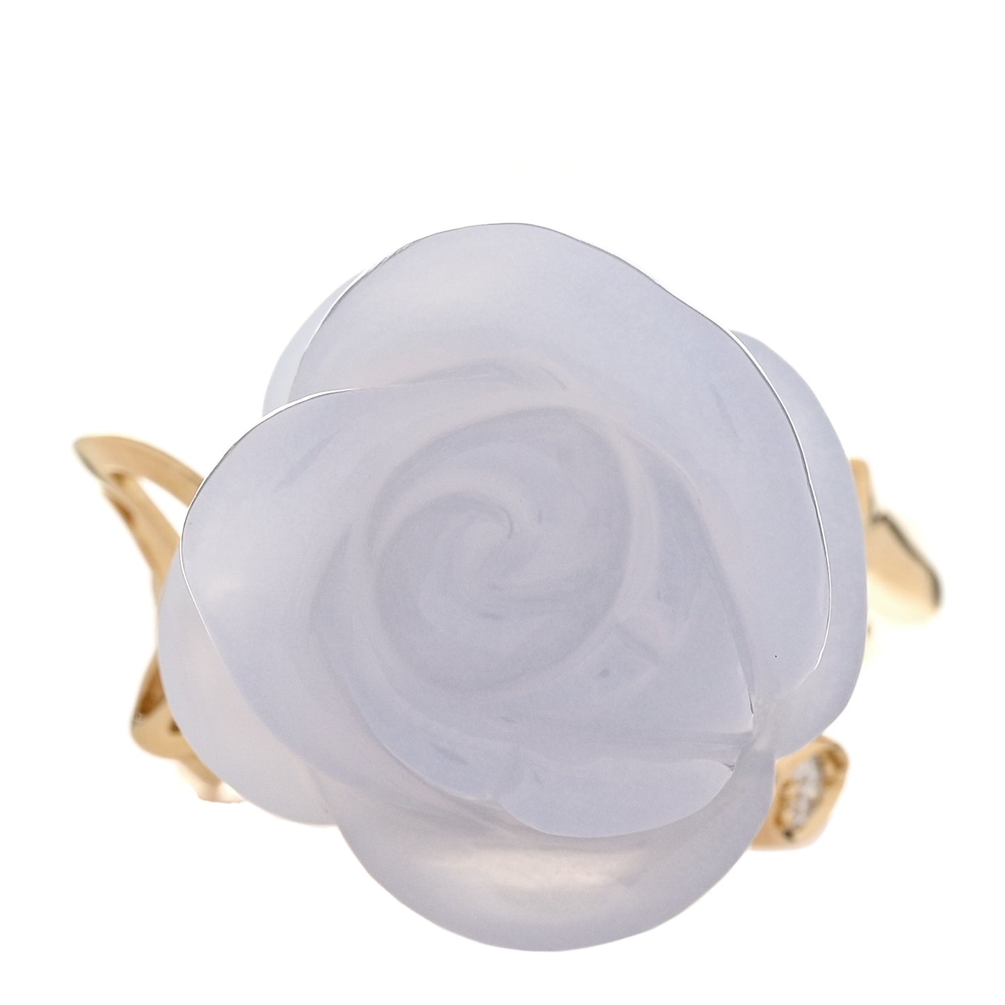 18K Yellow Gold Diamond Chalcedony Rose Dior Pre Catelan Ring 50 5.25