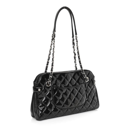 Chanel Patent Quilted Medium Just Mademoiselle Bowling Bag Black 3 of 12