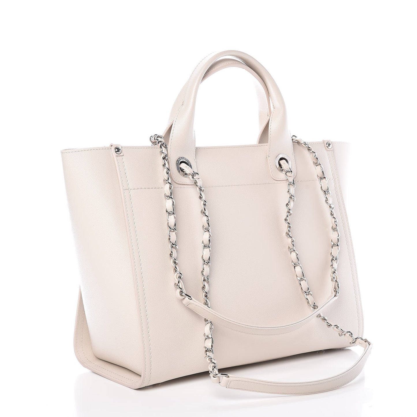 Caviar Small Studded Deauville Tote Ivory