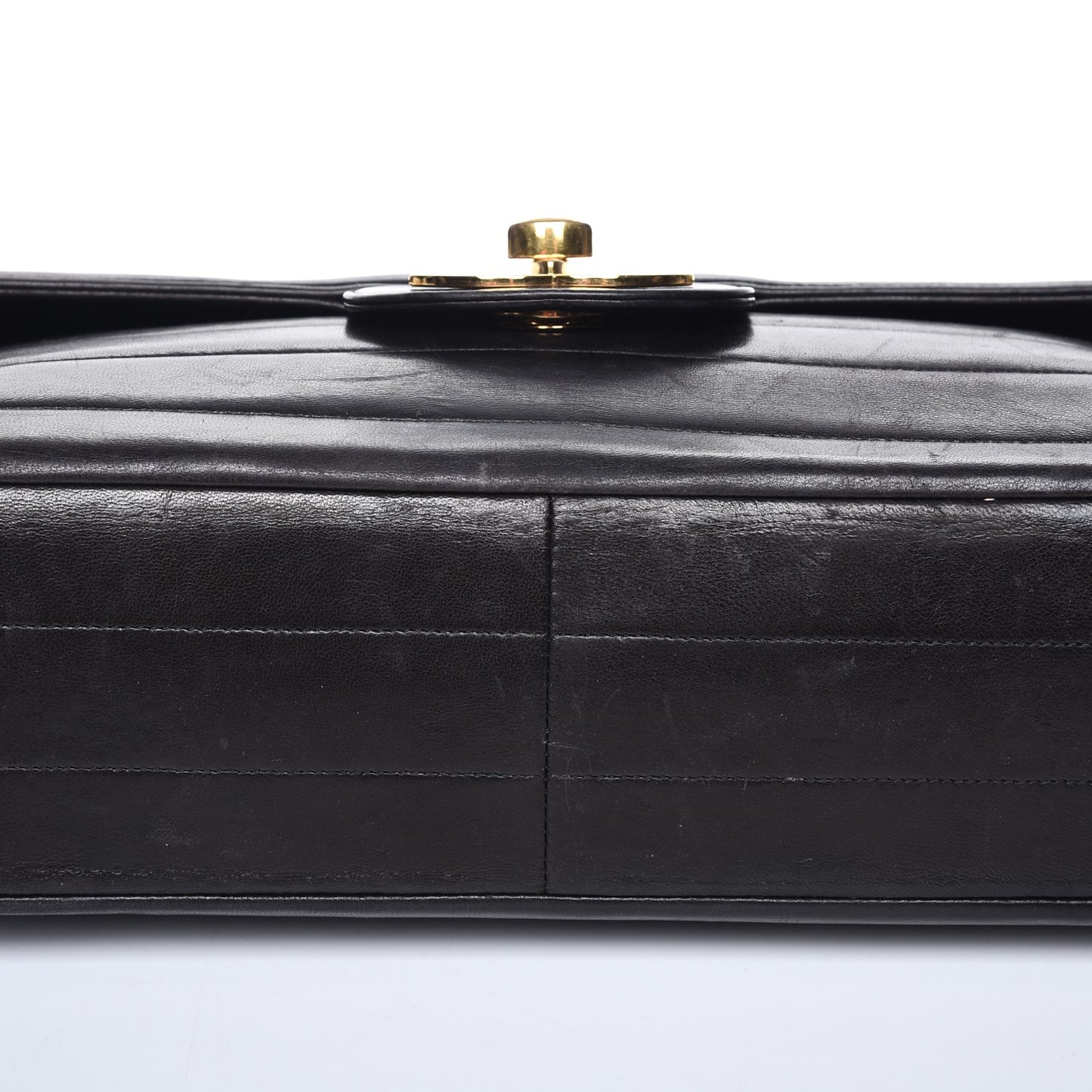 Lambskin Horizontal Quilt Jumbo Single Flap Black