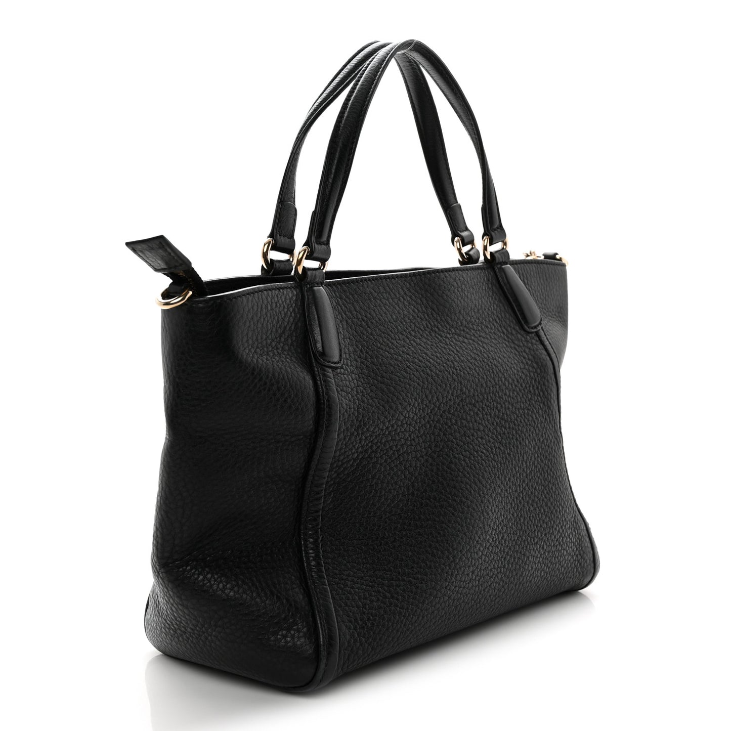 Pebbled Calfskin Small Soho Top Handle Bag Black