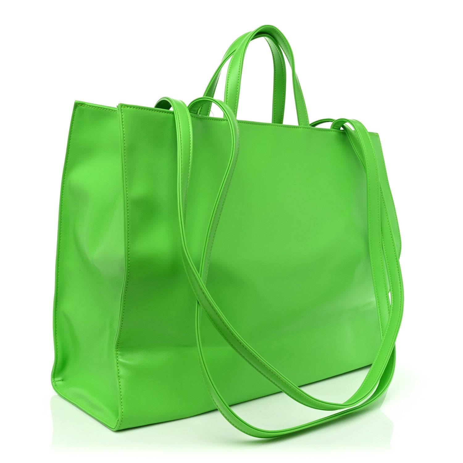 Telfar Vegan Leather Large Shopping Bag Highlighter Green 3 of 9