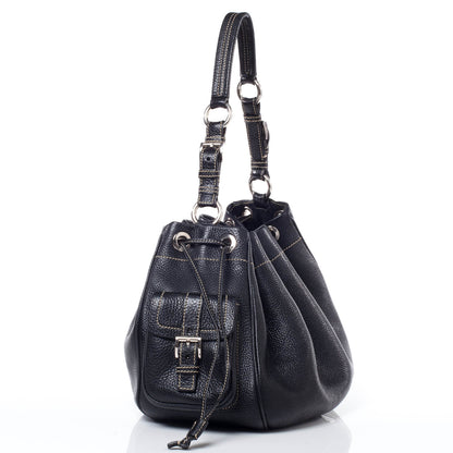 Prada Vitello Daino Drawstring Bag Nero Black 4 of 10
