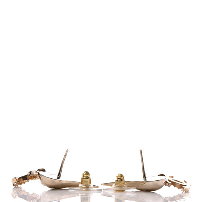 Chanel Crystal Pearl CC Drop Earrings Gold 3 of 5