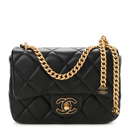 Chanel Lambskin Enamel Quilted Mini Pending CC Square Flap Black 1 of 11