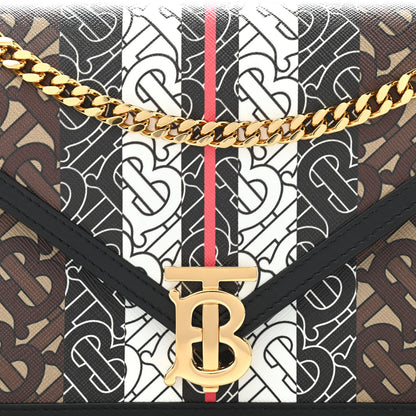 Burberry E-Canvas Monogram Stripe Small TB Envelope Clutch Bridle Brown 8 of 10