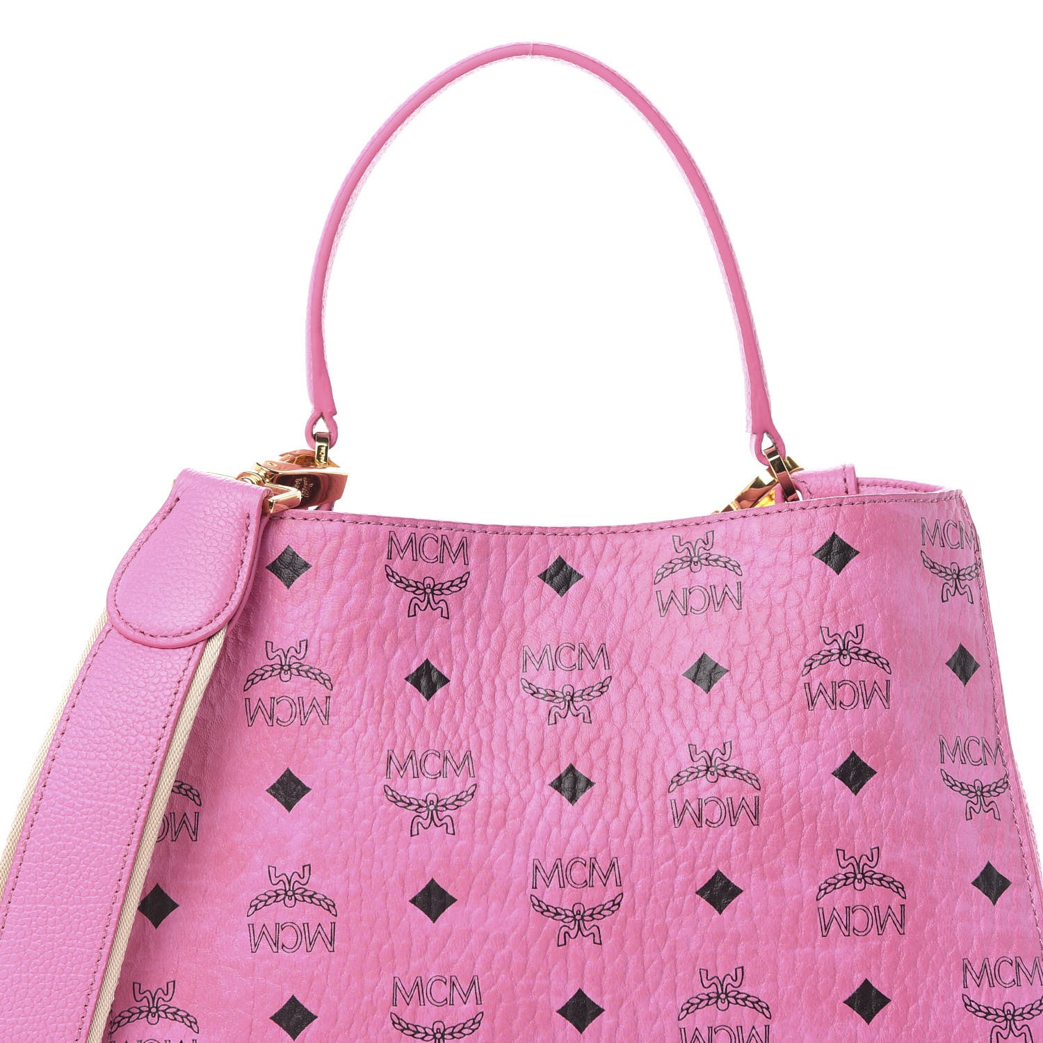 MCM Visetos Corina Shoulder Bag Pink 10 of 10