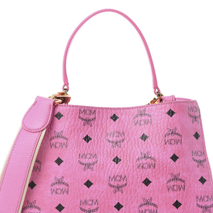 MCM Visetos Corina Shoulder Bag Pink 10 of 10