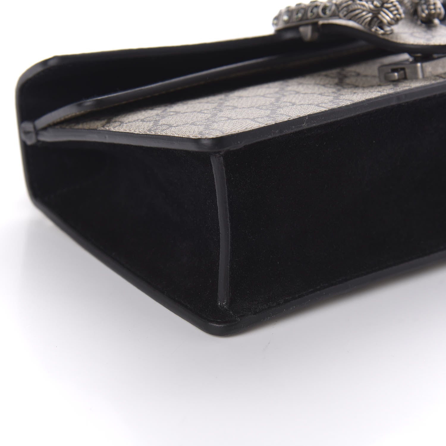 Gucci GG Supreme Monogram Suede Crystal Small Dionysus Shoulder Bag Beige Ebony Black 7 of 11