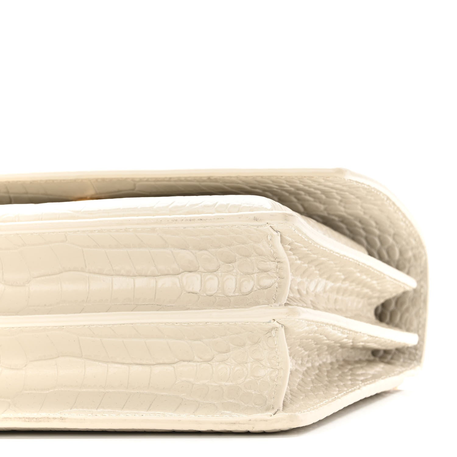 Saint Laurent Calfskin Crocodile Embossed Medium Monogram Sunset Blanc Vintage 8 of 9