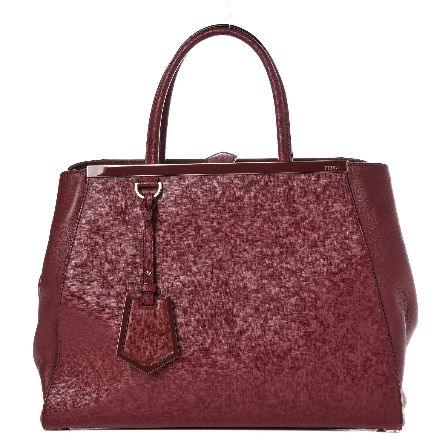 Fendi Vitello Elite Regular 2Jours Tote Rosso Scuro Ciliegia 1 of 10