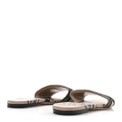 Christian Dior Canvas Union Embroidered Dway Flat Slide Sandals 38 Fard 5 of 9
