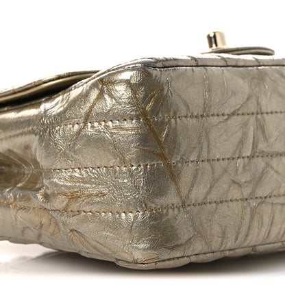 Chanel Metallic Crumpled Calfskin Chevron Quilted Mini Square Flap Gold 8 of 12