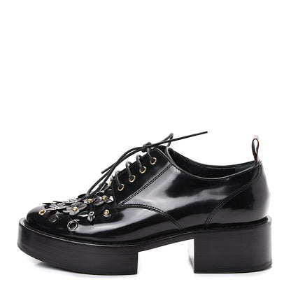 Louis Vuitton Patent Calfskin Blooms Flat Derby Platform Shoes 37 Black 1 of 14