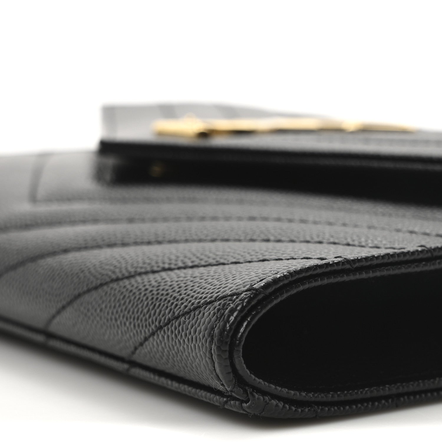 Saint Laurent Grain De Poudre Matelasse Chevron Monogram Envelope Clutch Black 9 of 10