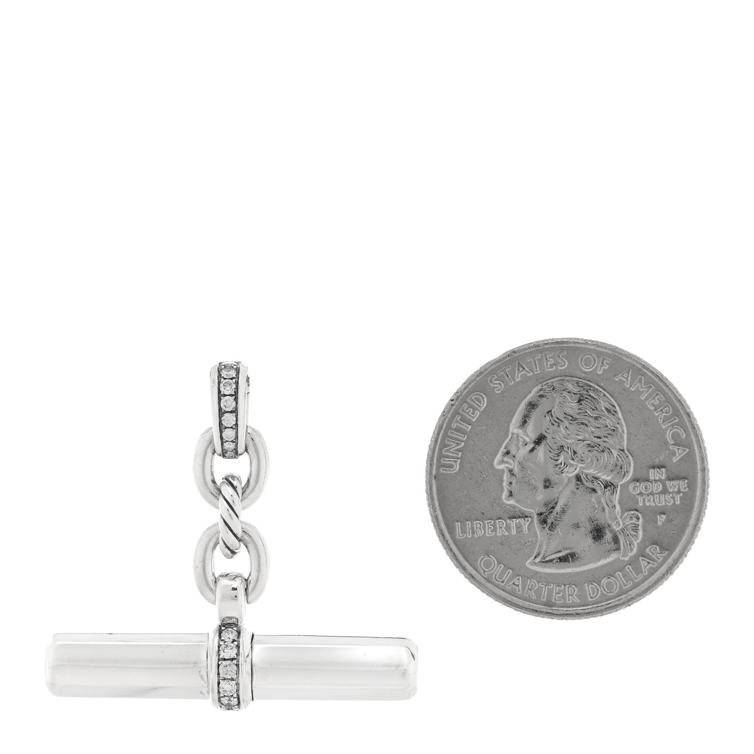 David Yurman Sterling Silver Diamond Lexington Barrel Pendant 2 of 3