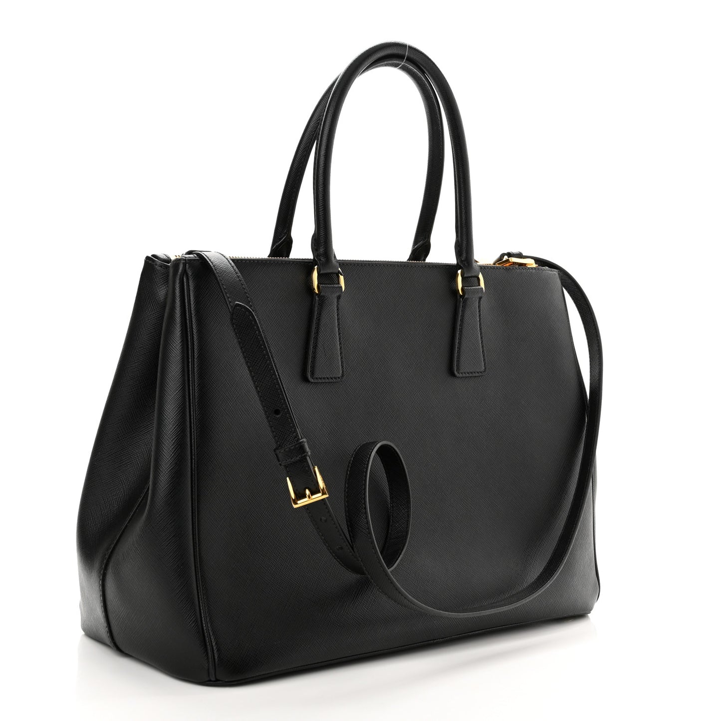 Saffiano Medium Galleria Double Zip Tote Black