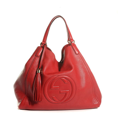 Gucci Pebbled Calfskin Large Soho Shoulder Bag Red 1 of 8