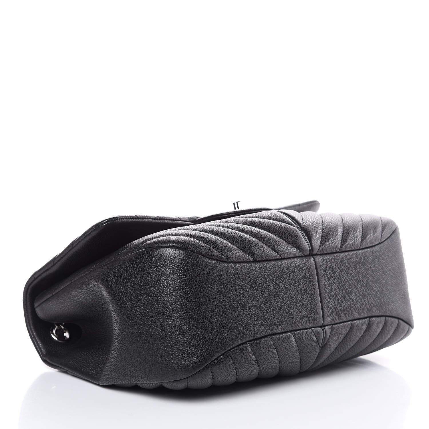 Chanel Caviar Chevron Quilted Large Puffy CC Flap Black 4 of 10