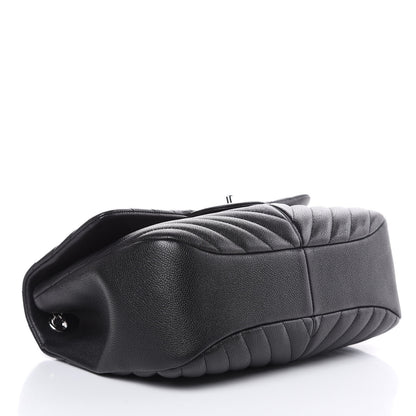 Chanel Caviar Chevron Quilted Large Puffy CC Flap Black 4 of 10