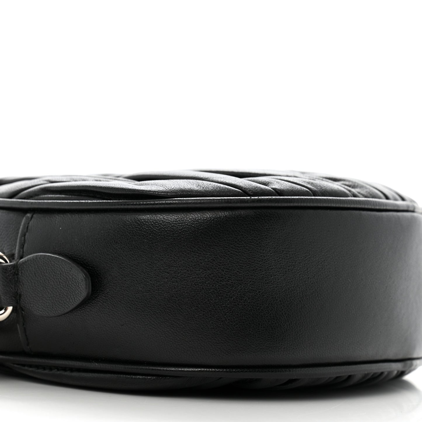 Nappa Matelasse Crystal Round Crossbody Bag Black
