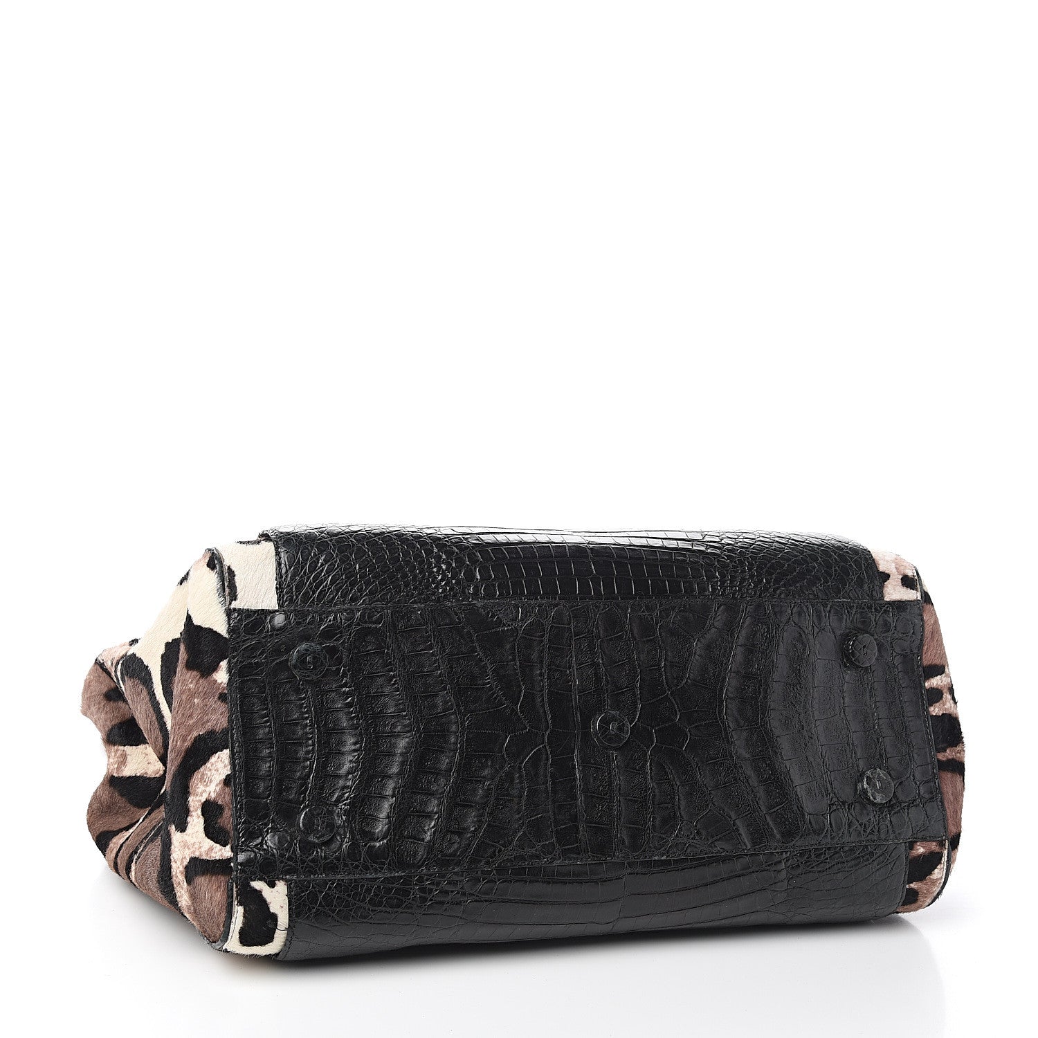 Nancy Gonzalez Crocodile Calf Hair Leopard Print Satchel Black 3 of 9