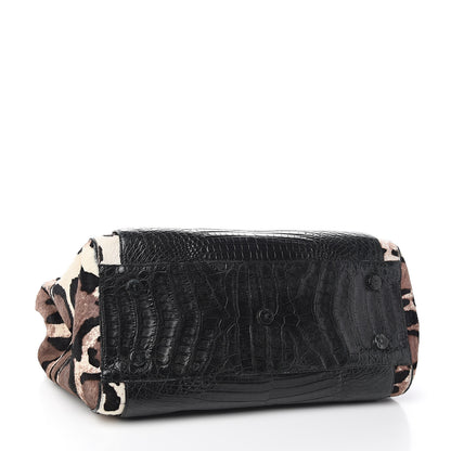 Nancy Gonzalez Crocodile Calf Hair Leopard Print Satchel Black 3 of 9