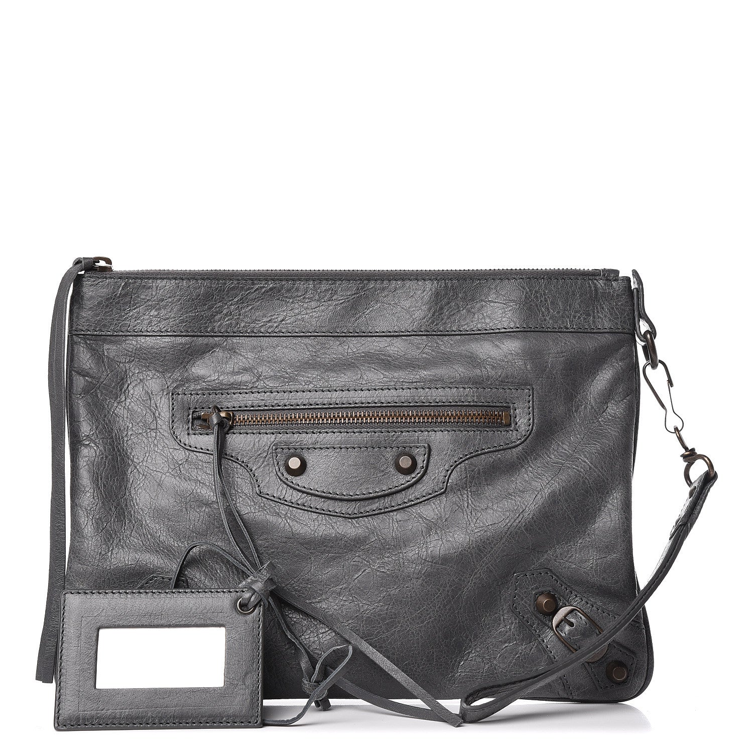Balenciaga Agneau Classic Hardware Flat Handle Clutch Gris Tarmac 1 of 10