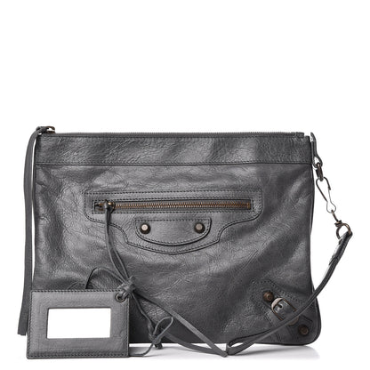 Balenciaga Agneau Classic Hardware Flat Handle Clutch Gris Tarmac 1 of 10