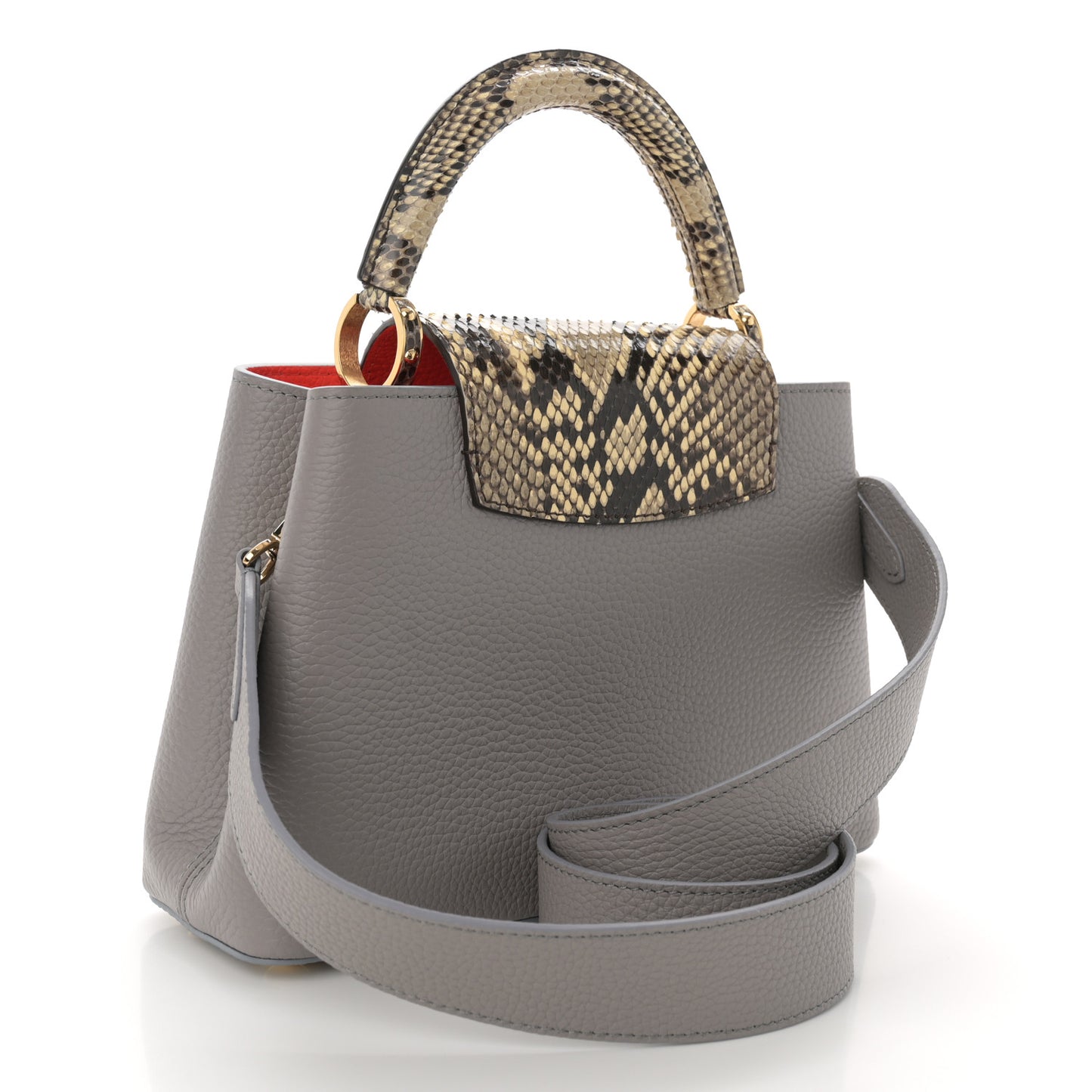 Taurillon Snakeskin Capucines BB Steeple Grey
