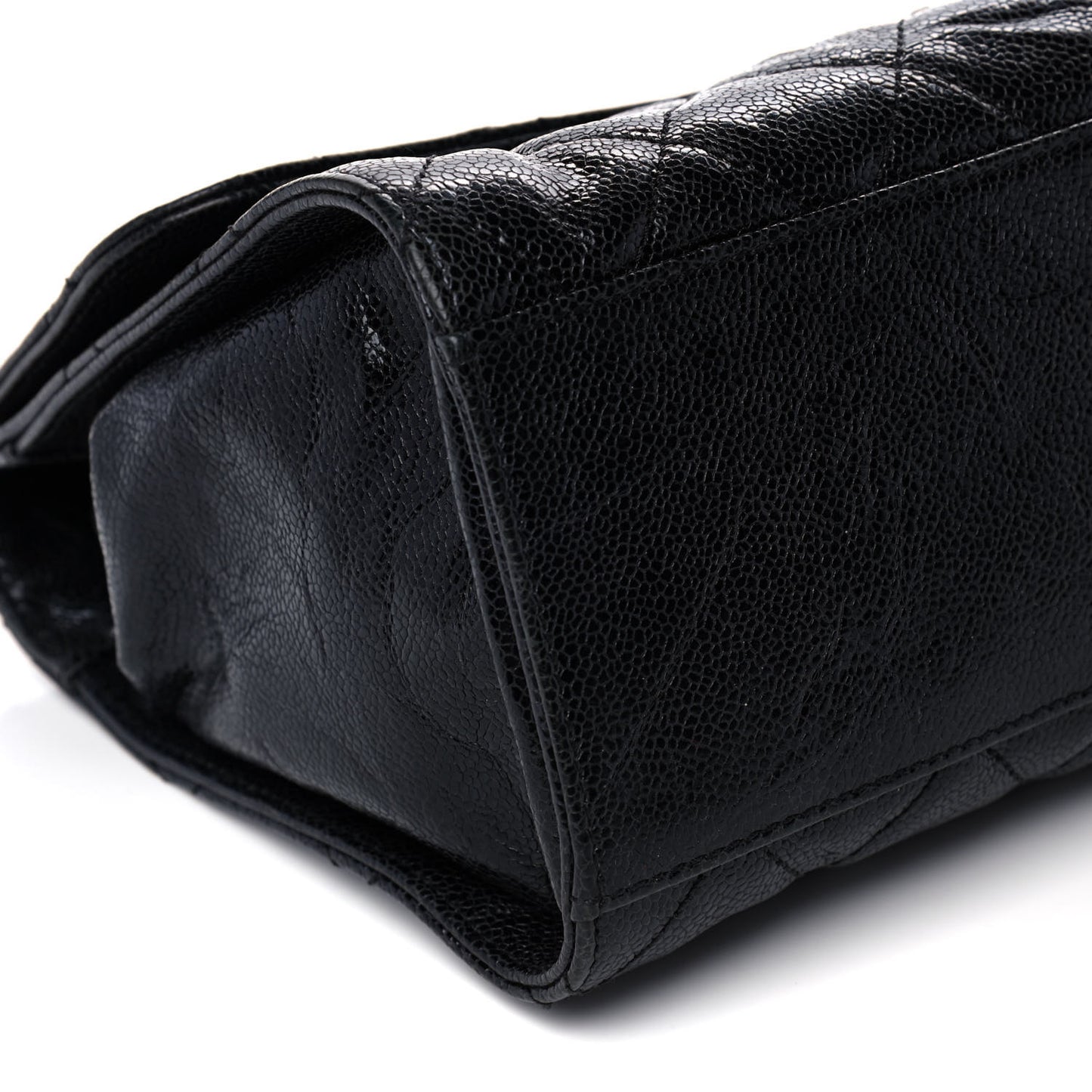 Crumpled Grained Calfskin Jumbo CC Crave Flap Black