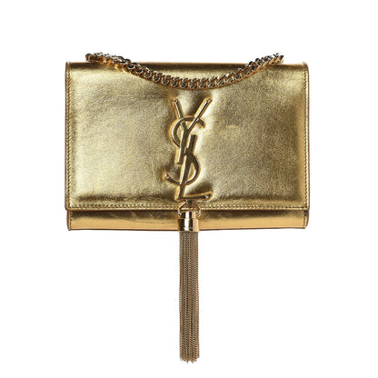 Saint Laurent Metallic Calfskin Small Classic Monogram Kate Tassel Satchel Gold 1 of 9