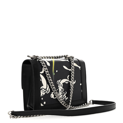 Prada City Calfskin Severine Mermaid Print Flap Black Mango 3 of 10