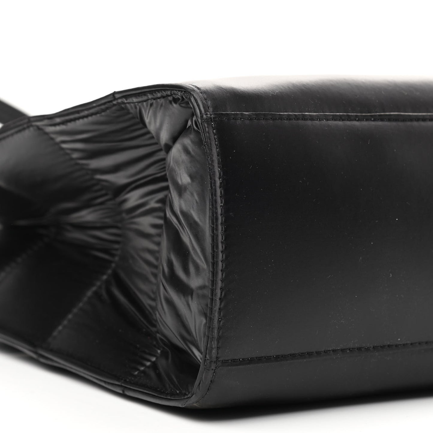 Nylon Medium Puff Shopping Bag Black