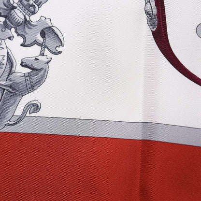 Hermes Silk Harnais De Cour Scarf 90 Bordeaux Black Corail 9 of 10