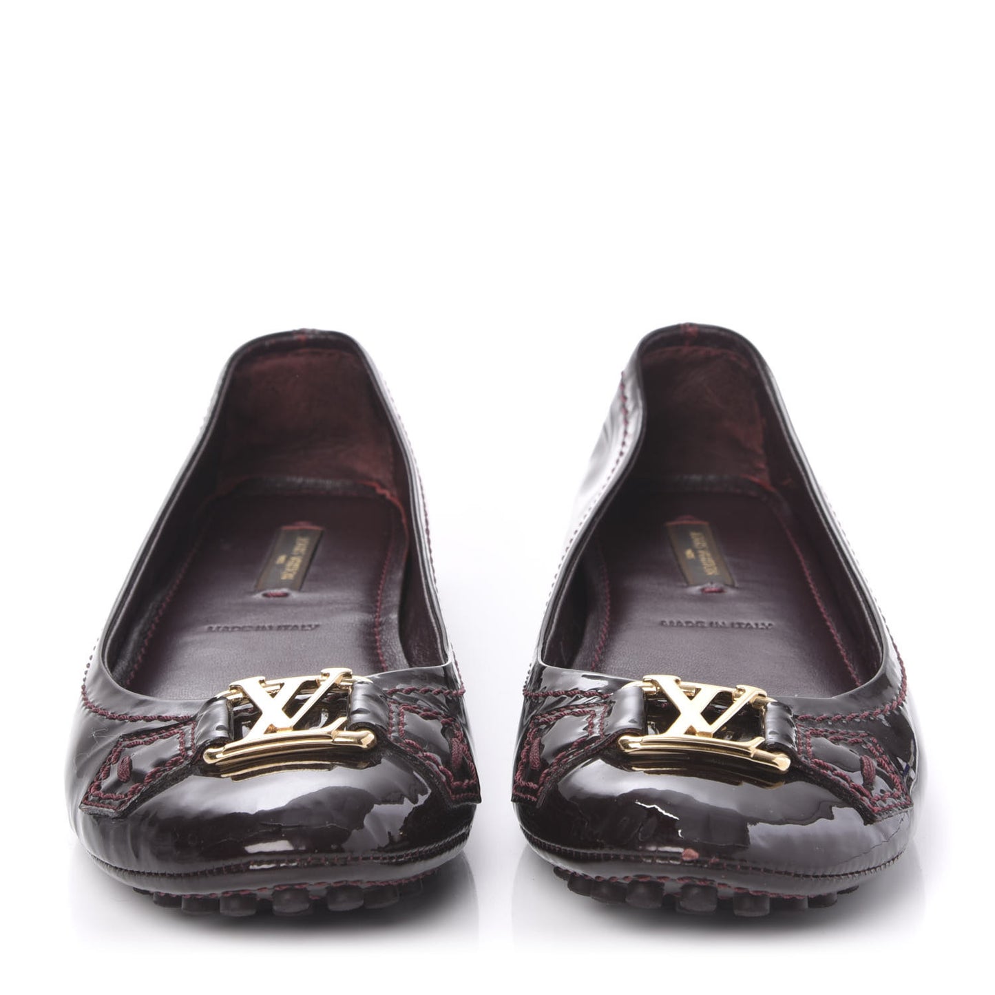 Patent Calf Oxford Ballerina Flats 34.5 Amarante