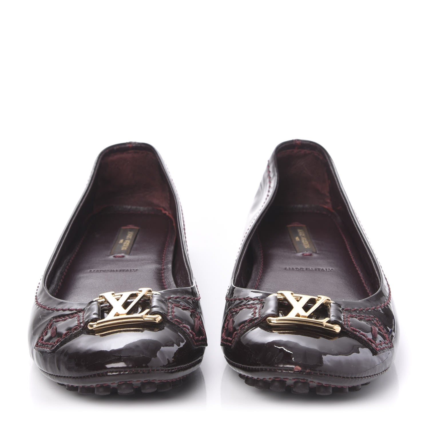 Louis Vuitton Patent Calf Oxford Ballerina Flats 34.5 Amarante 2 of 10