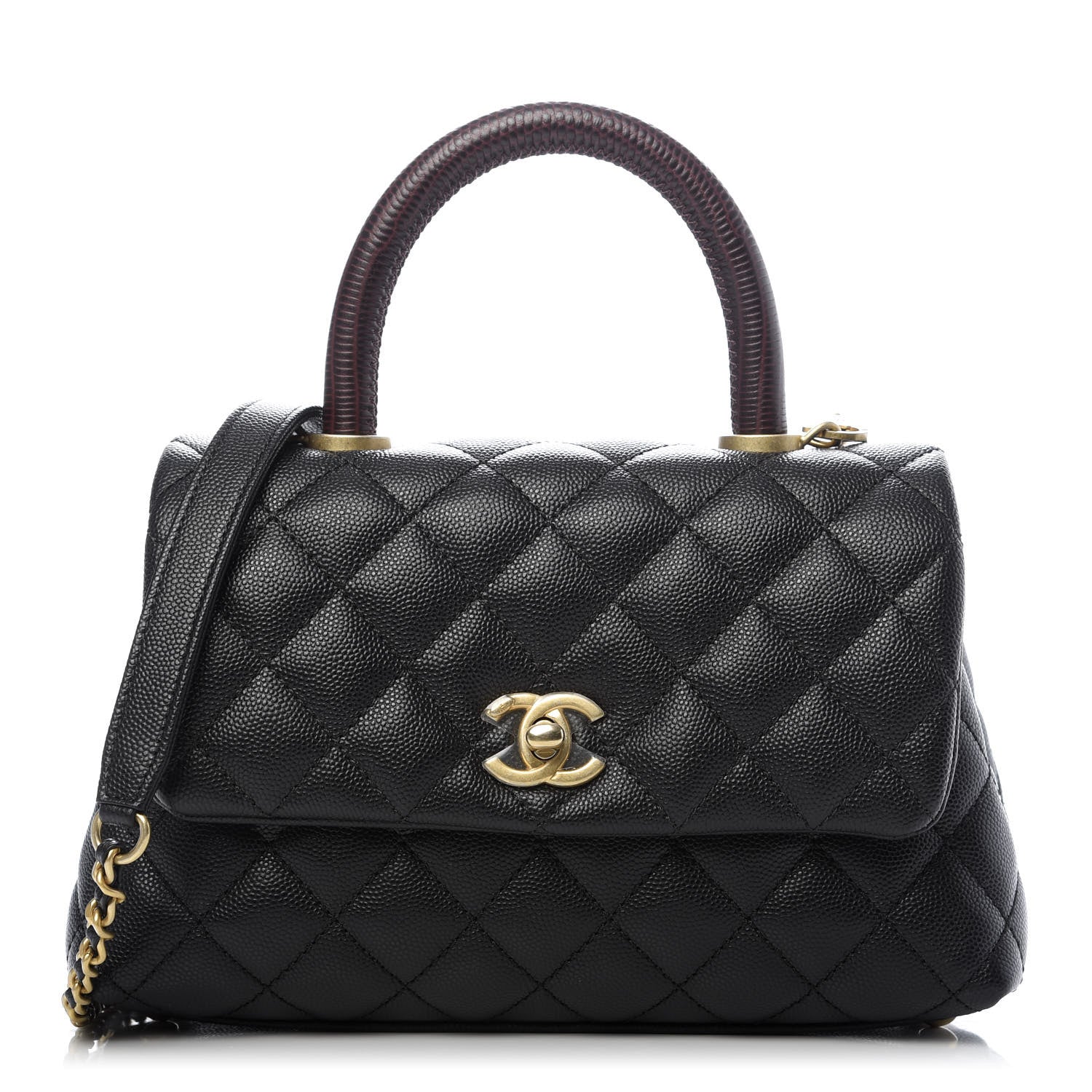 Chanel Caviar Lizard Embossed Quilted Mini Coco Handle Flap Black 1 of 9