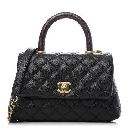 Chanel Caviar Lizard Embossed Quilted Mini Coco Handle Flap Black 1 of 9