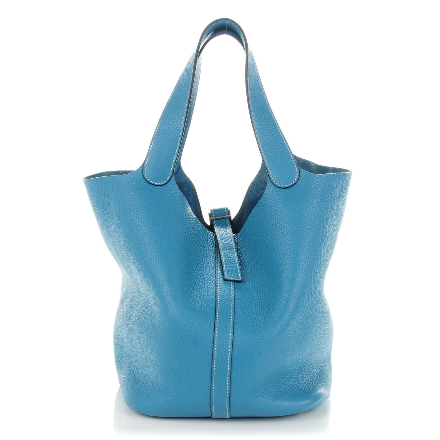 Hermes Taurillon Clemence Picotin GM Blue Jean 1 of 5