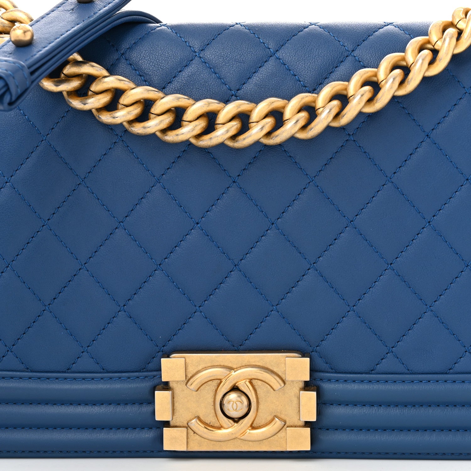 Chanel Lambskin Quilted Medium Boy Flap Blue 8 of 10