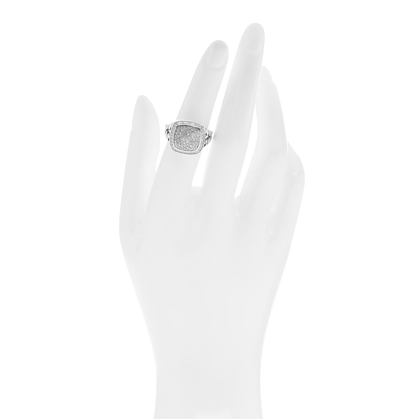Sterling Silver Diamond 11mm Albion Pave Ring 52 6