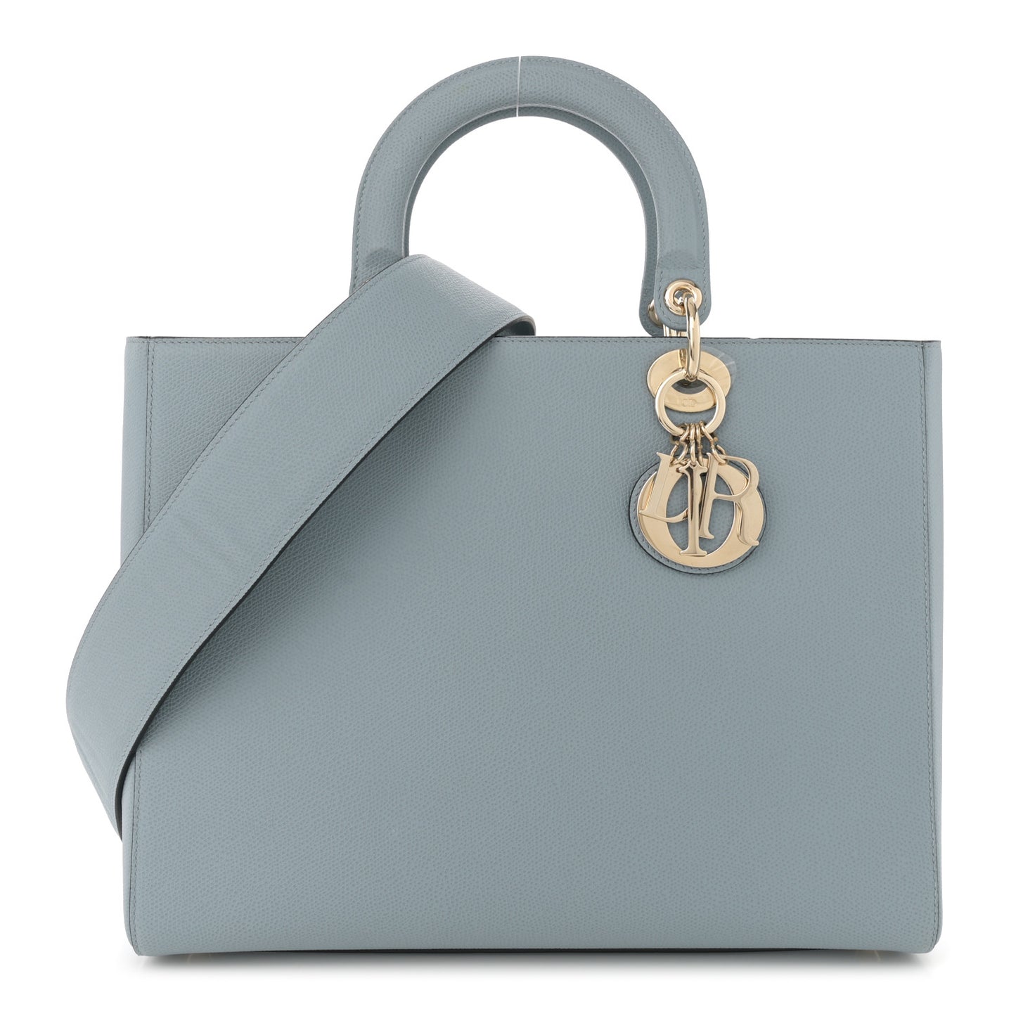 Grained Calfskin Large Lady Dior Sky Blue