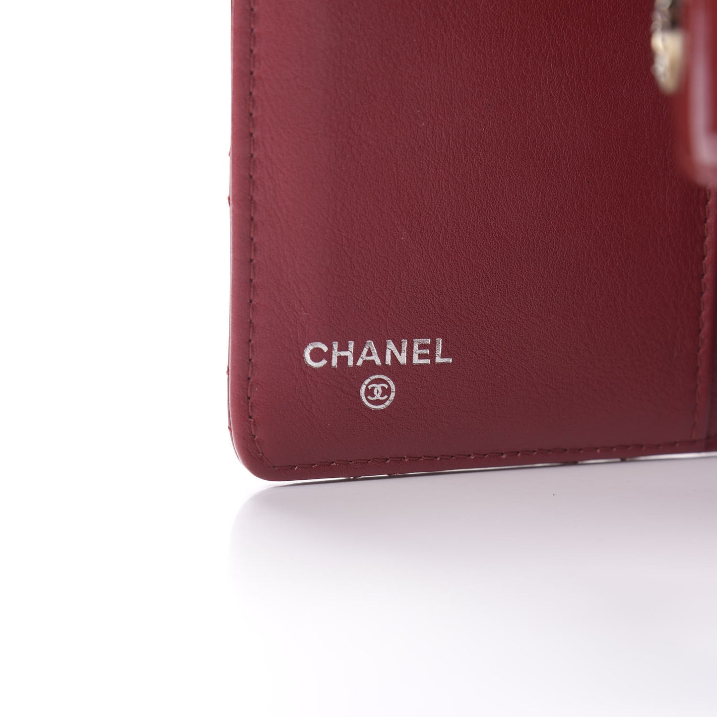 Patent Quilted Brilliant Zipped Pocket Wallet Dark Red