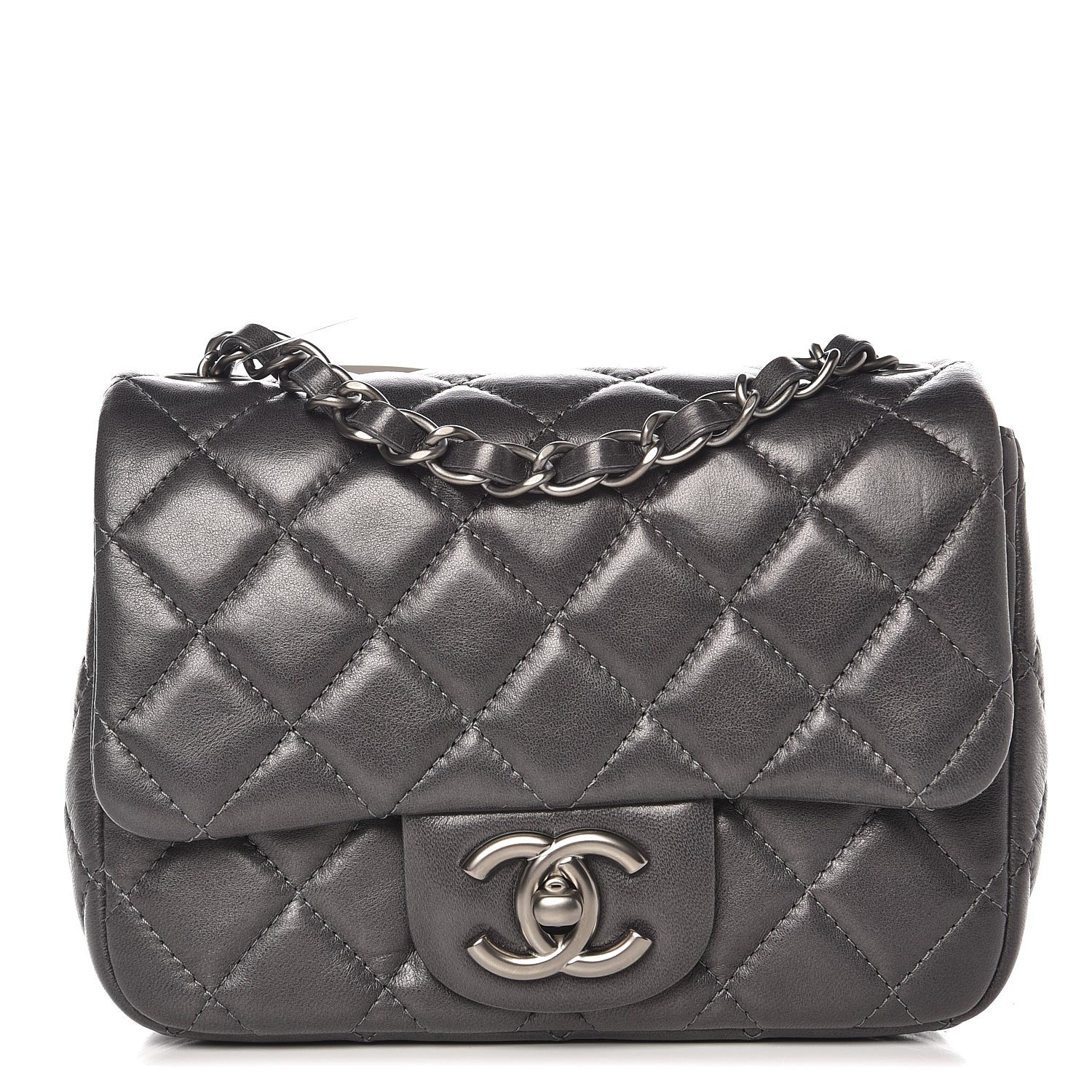 Chanel Lambskin Quilted Mini Square Flap Dark Grey 1 of 9