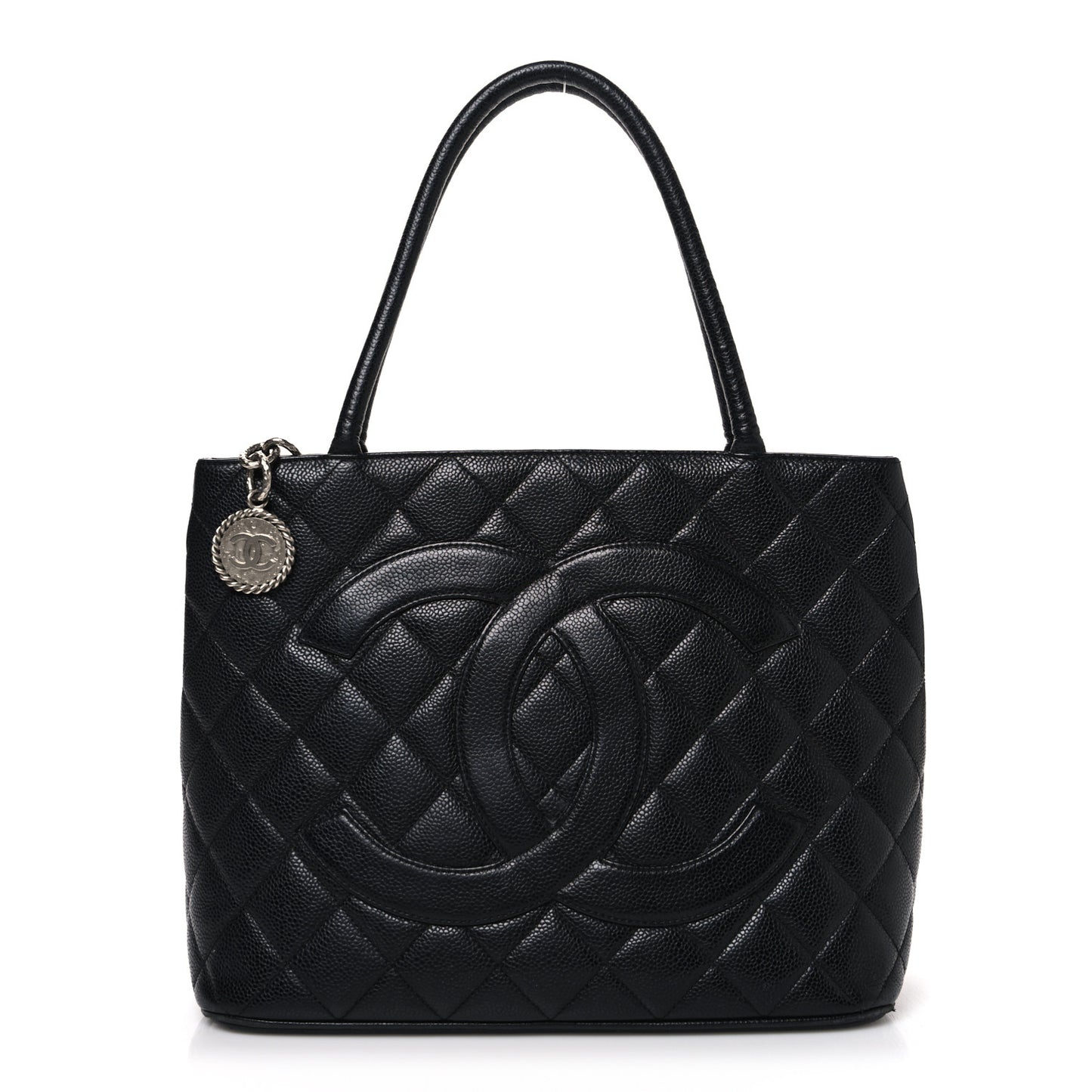 Caviar Quilted Medallion Tote Black