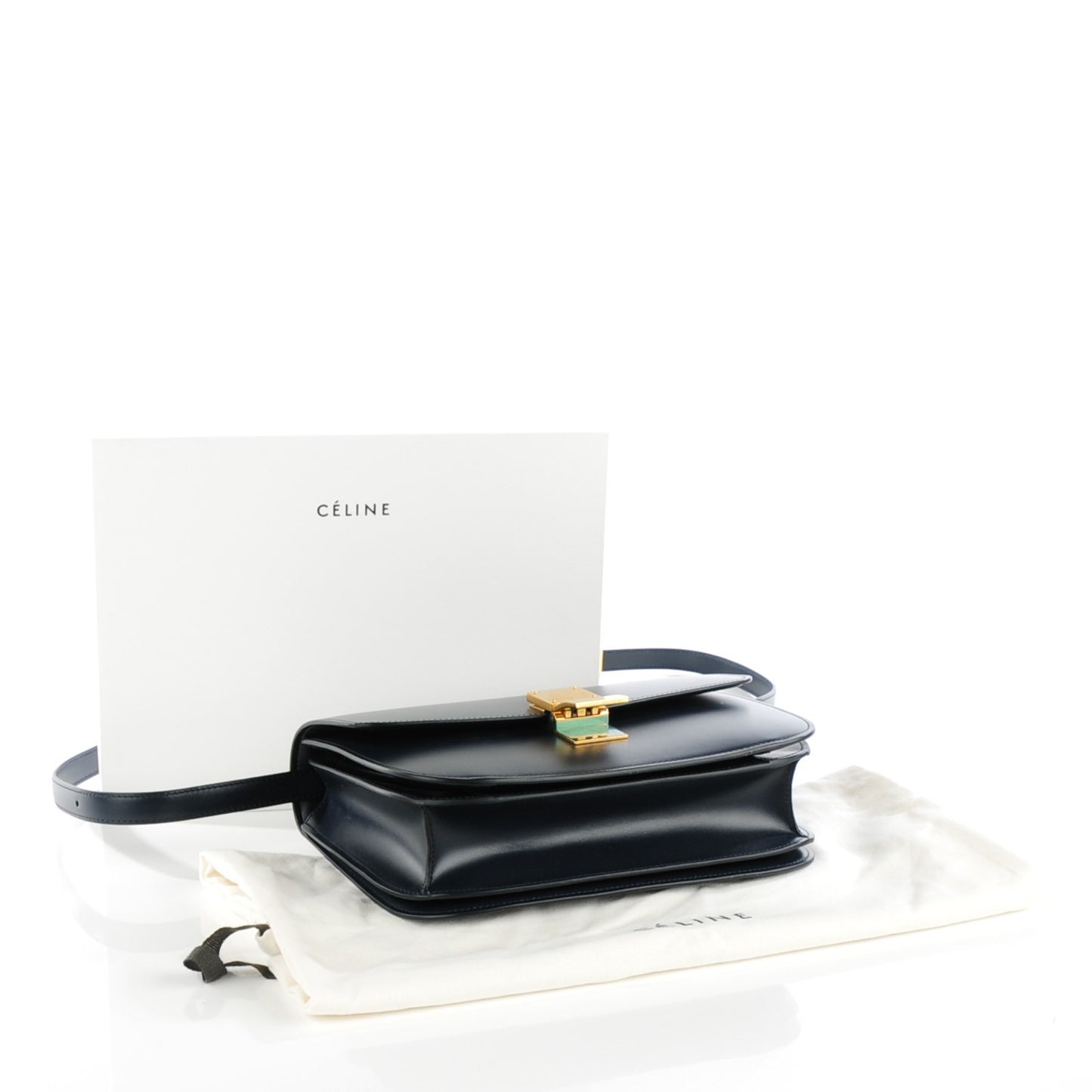 Box Calfskin Medium Classic Box Flap Bag Navy