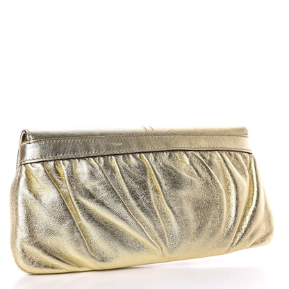 Gucci Metallic Calfskin Satin Bamboo Clutch Argento 3 of 7