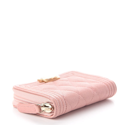 Chanel Caviar Quilted Boy Zip Around Coin Purse Wallet Light Pink 4 of 7